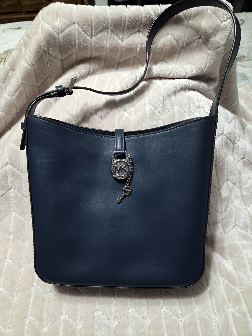 Michael Kors Navy Leather Shoulder Bag